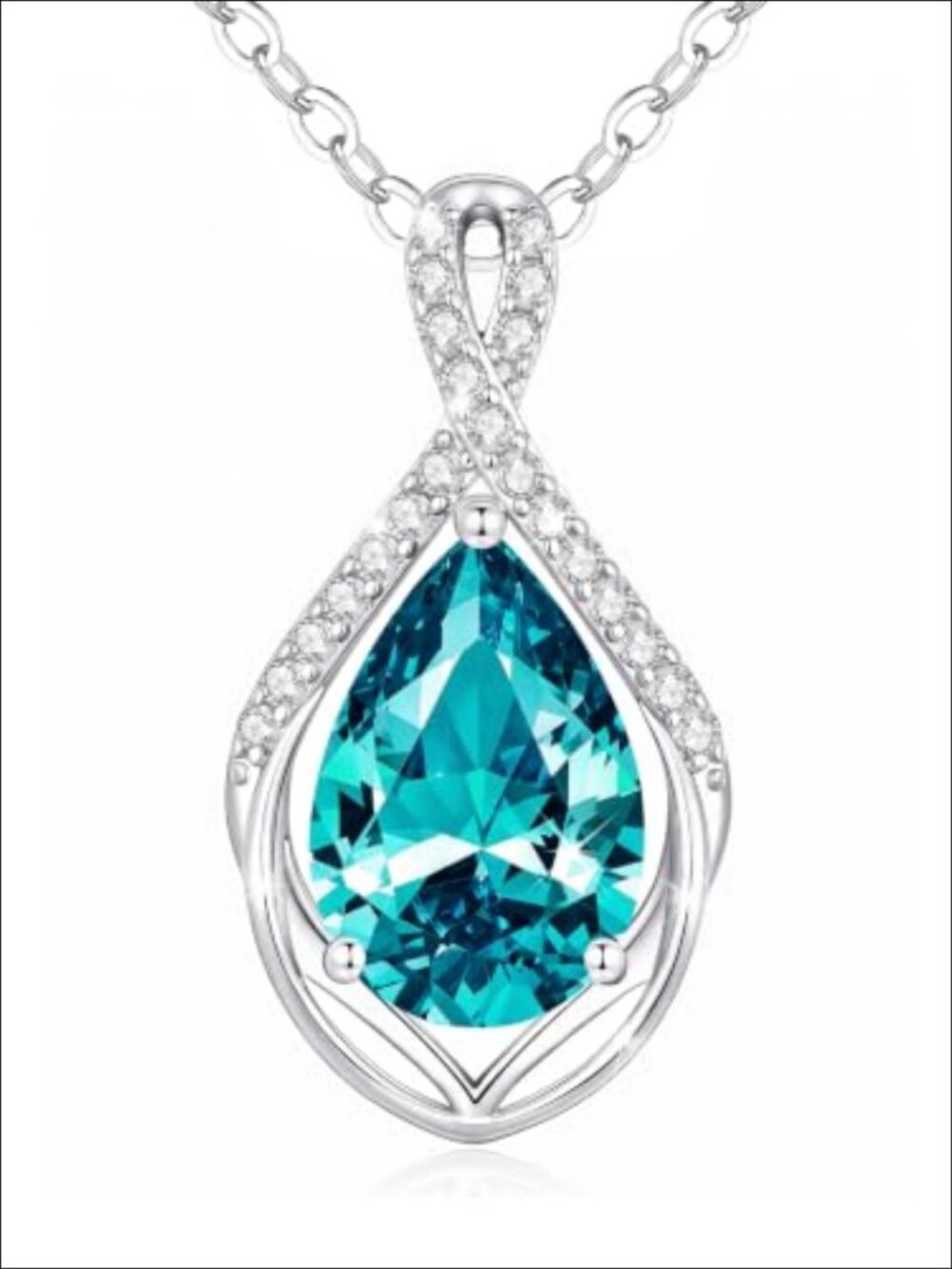 Infinity Teardrop Birthstone Pendant Necklace Cubic Zirconia Adjustable